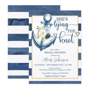 Nautical She's Tying the Knot Bridal Shower (Navy) Invitation