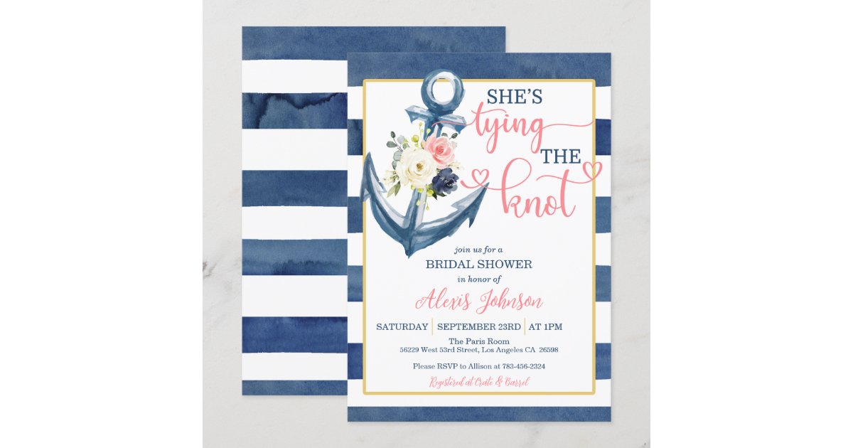 Nautical She's Tying the Knot Bridal Shower (P/S) Invitation Zazzle