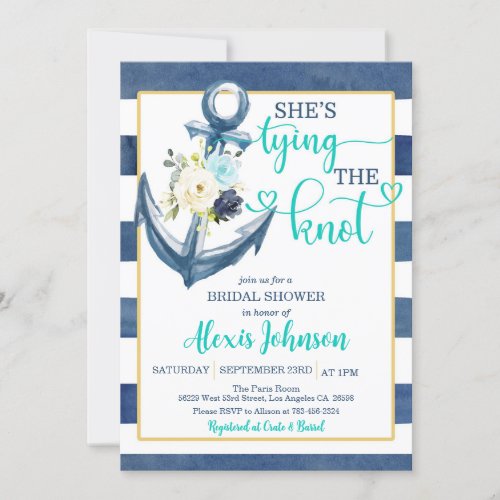 Nautical Shes Tying the Knot Bridal Shower TS Invitation