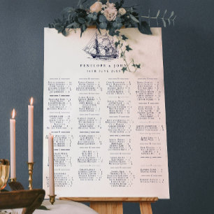 Nautical Ship Alphabetical Wedding Seating Chart Foam Board