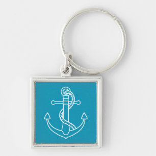 Nautical Ship Anchor Blue Turquoise Ocean Sailor Keychain