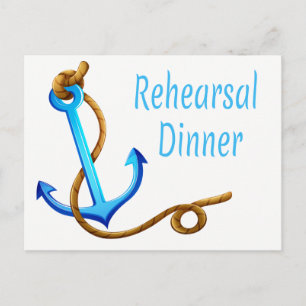 Nautical Ship Anchor Blue Turquoise Wedding Party Invitation Postcard