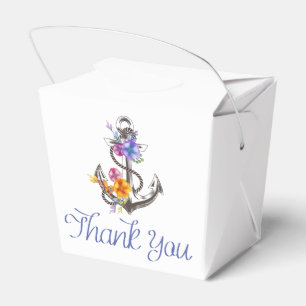 Nautical Ship Anchor Floral Wedding Favor Boxes