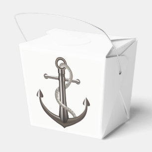 Nautical Ship Anchor Gray Brown Wedding Party Favor Boxes
