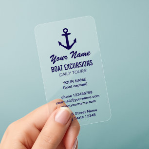 Nautical ship anchor logo boat tour excursions clear business cards