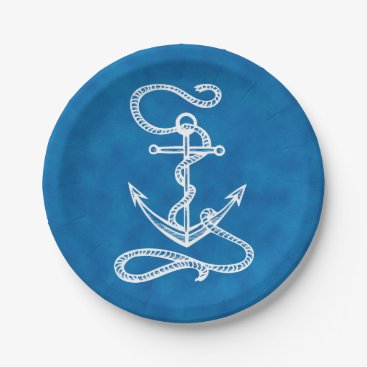 Nautical Ship Anchor Navy Blue Watercolor Wedding Paper Plate Nautical Ship Anchor Navy Blue Watercolor Wedding Paper Plate