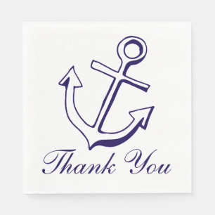 Nautical Ship Anchor Navy Blue Wedding Thank You Napkins