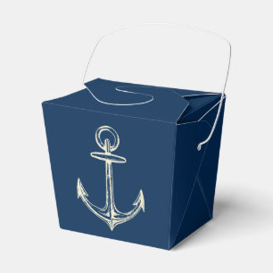 Nautical Ship Anchor Navy Blue & White Vintage Favor Boxes