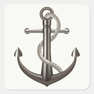 Nautical Ship Anchor Sailor Brown Gray Wedding Square Sticker
