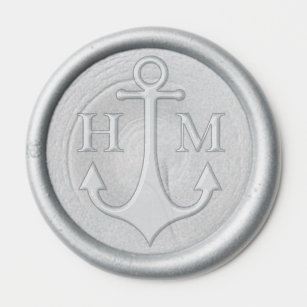 Nautical Ship Anchor Two Letter Wax Seal Sticker