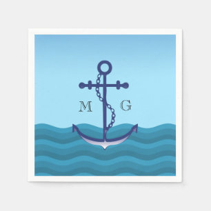 Nautical Ship Anchor with Double Monogram Napkins