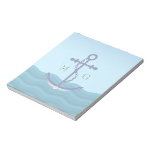 Nautical Ship Anchor with Double Monogram Notepad