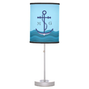 Nautical Ship Anchor with Double Monogram Table Lamp