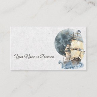 Nautical Ship and Full Moon Sailing Business Card
