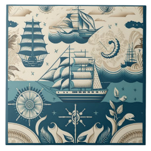 Nautical Ship and Ocean Themed ceramic art No10 Tile