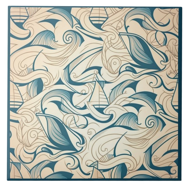 Nautical Ship and Ocean Themed ceramic art No11 Ceramic Tile (Front)