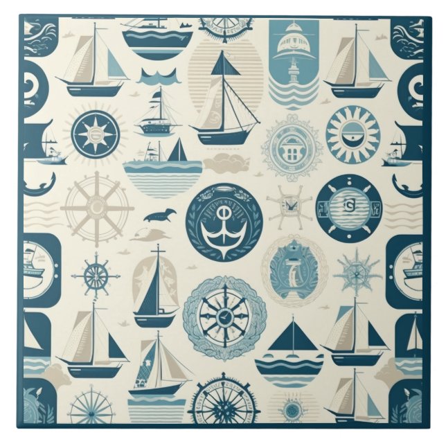 Nautical Ship and Ocean Themed ceramic art No12 Ceramic Tile (Front)
