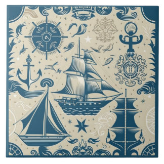 Nautical Ship and Ocean Themed ceramic art No16 Ceramic Tile