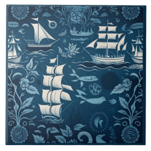 Nautical Ship and Ocean Themed ceramic art No8 Tile