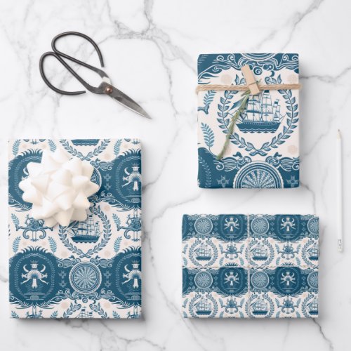 Nautical Ship and Ocean Themed pattern No17 Wrapping Paper Sheets