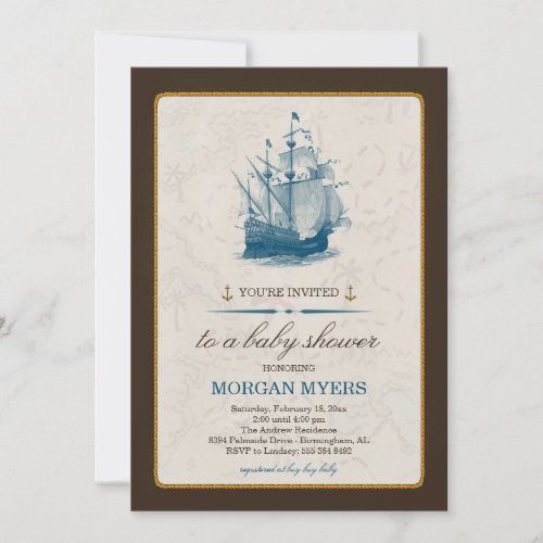 Nautical Ship Baby Shower Invitation