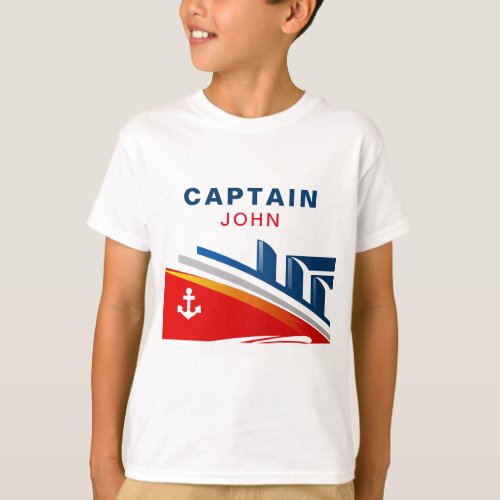 Nautical Ship Birthday Party Captain Name T_Shirt