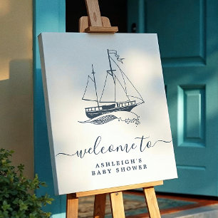 Nautical Ship Boy Baby Shower Welcome Sign
