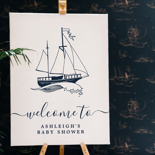 Nautical Ship Boy Baby Shower Welcome Sign