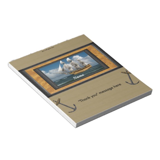 Nautical Ship Candy Bar Wrapper Party Favor Notepad (Angled)