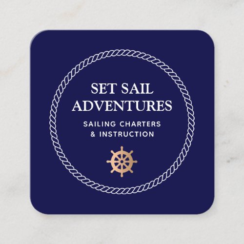  Nautical  Ship Helm  Rope Square Business Card