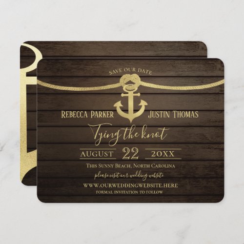 Nautical Ship Lap and Anchor Tie the Knot Wedding Invitation