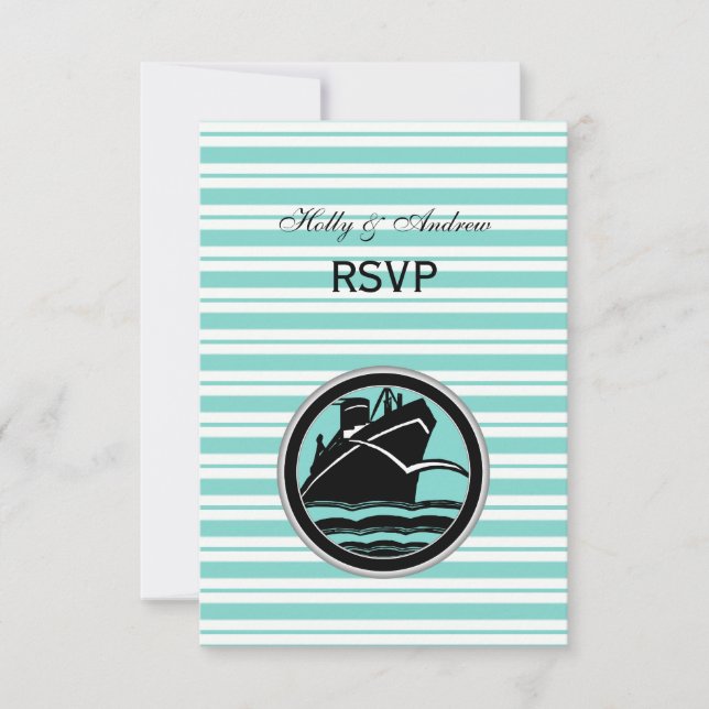 Nautical Ship Lt Blue White Stripe #2 V RSVP (Front)