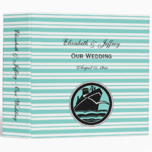 Nautical Ship Lt Blue White Stripe Wedding Binder
