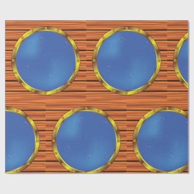 Nautical Ship Porthole Window with Blue Water Wrapping Paper