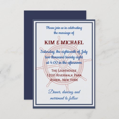 Nautical Ships Wheel Wedding Invitation 