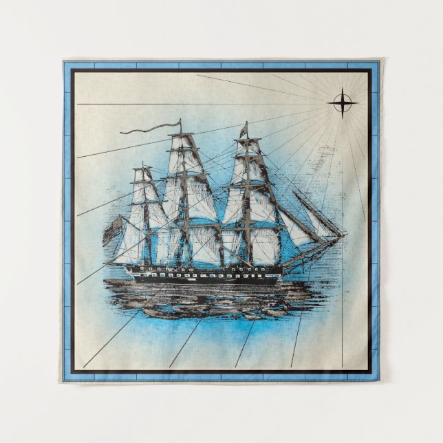 Nautical Ship Tapestry (Front)