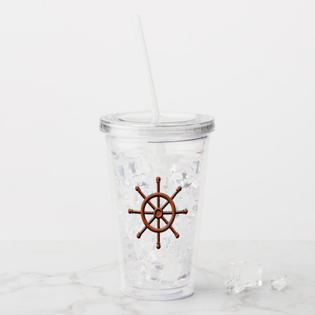 Nautical Ship Wheel Acrylic Tumbler (Front Ice)