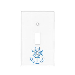 Nautical ship wheel and anchor light switch cover