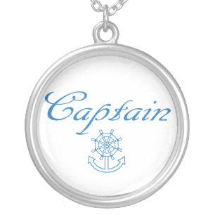 Nautical ship wheel and anchor silver plated necklace