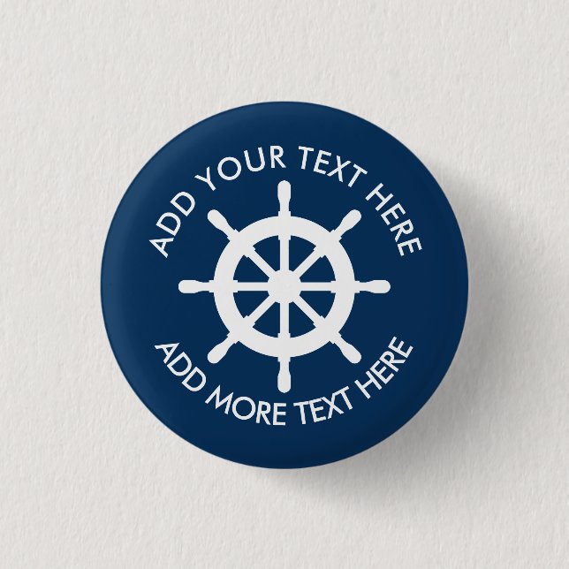 Nautical ship wheel buttons with custom text (Front)