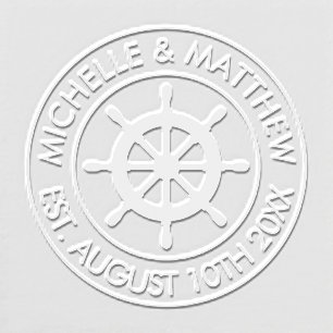 Nautical ship wheel custom wedding paper embosser