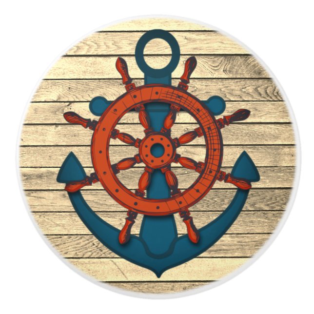 Nautical Ship Wheel Door Pull/Knob Ceramic Knob (Front)