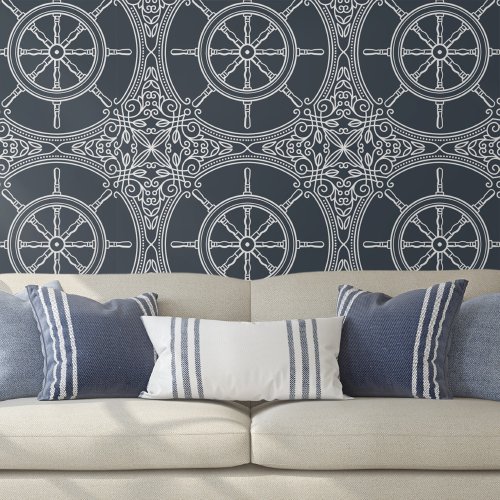 Nautical Ship Wheel  Fleur De Lis Wallpaper