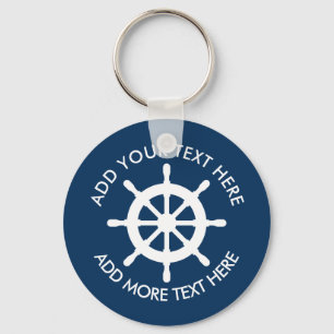 Nautical ship wheel keychains with custom text