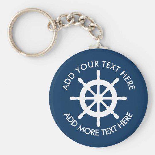 Nautical ship wheel keychains with custom text