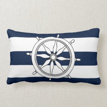 Nautical Ship Wheel Lumbar Pillow by TheHomeStore at Zazzle