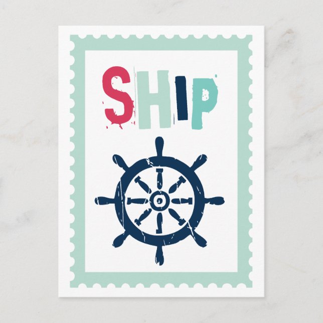 Nautical Ship Wheel Postcard (Front)