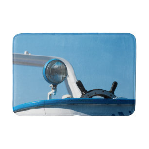 Nautical ship wheel sailboat bathroom mat