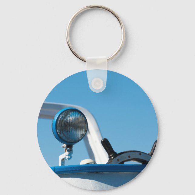 Nautical ship wheel sailboat keychain (Front)