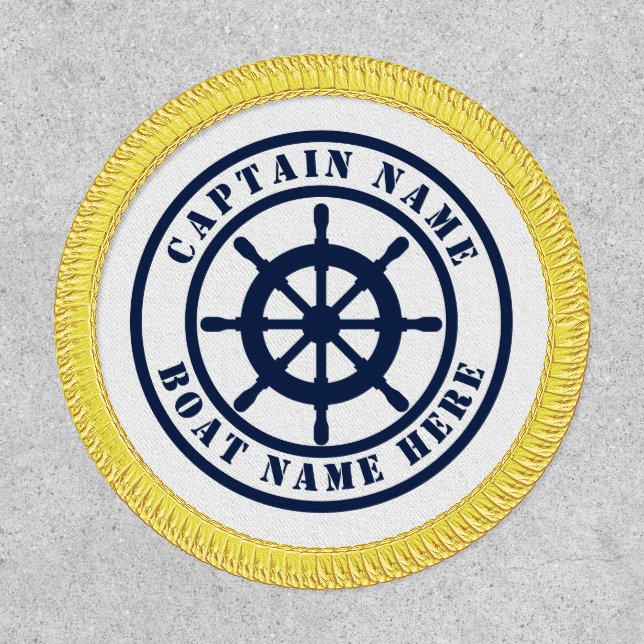 Nautical ship wheel sailor patch for boat captain (Front)